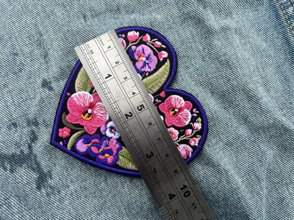Embroidered Orchid Applique Large Iron On Flower Patch Personalized Custom Heart Sew On Patch Down Jacket Repair Patches Cute Orchid Patch