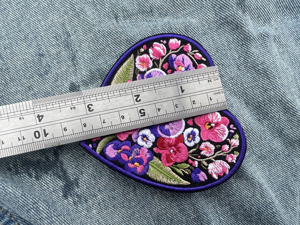 Embroidered Orchid Applique Large Iron On Flower Patch Personalized Custom Heart Sew On Patch Down Jacket Repair Patches Cute Orchid Patch