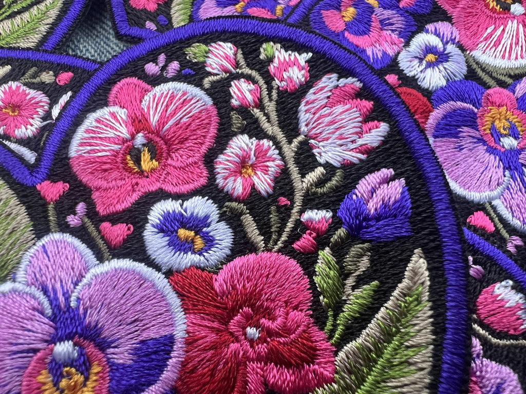 Embroidered Orchid Applique Large Iron On Flower Patch Personalized Custom Heart Sew On Patch Down Jacket Repair Patches Cute Orchid Patch