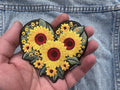 Iron On Sunflower Patch Embroidered Flower Patch Cute Sew On Heart Patch Floral Applique Personalized Gifts for Her Denim Jacket Patch