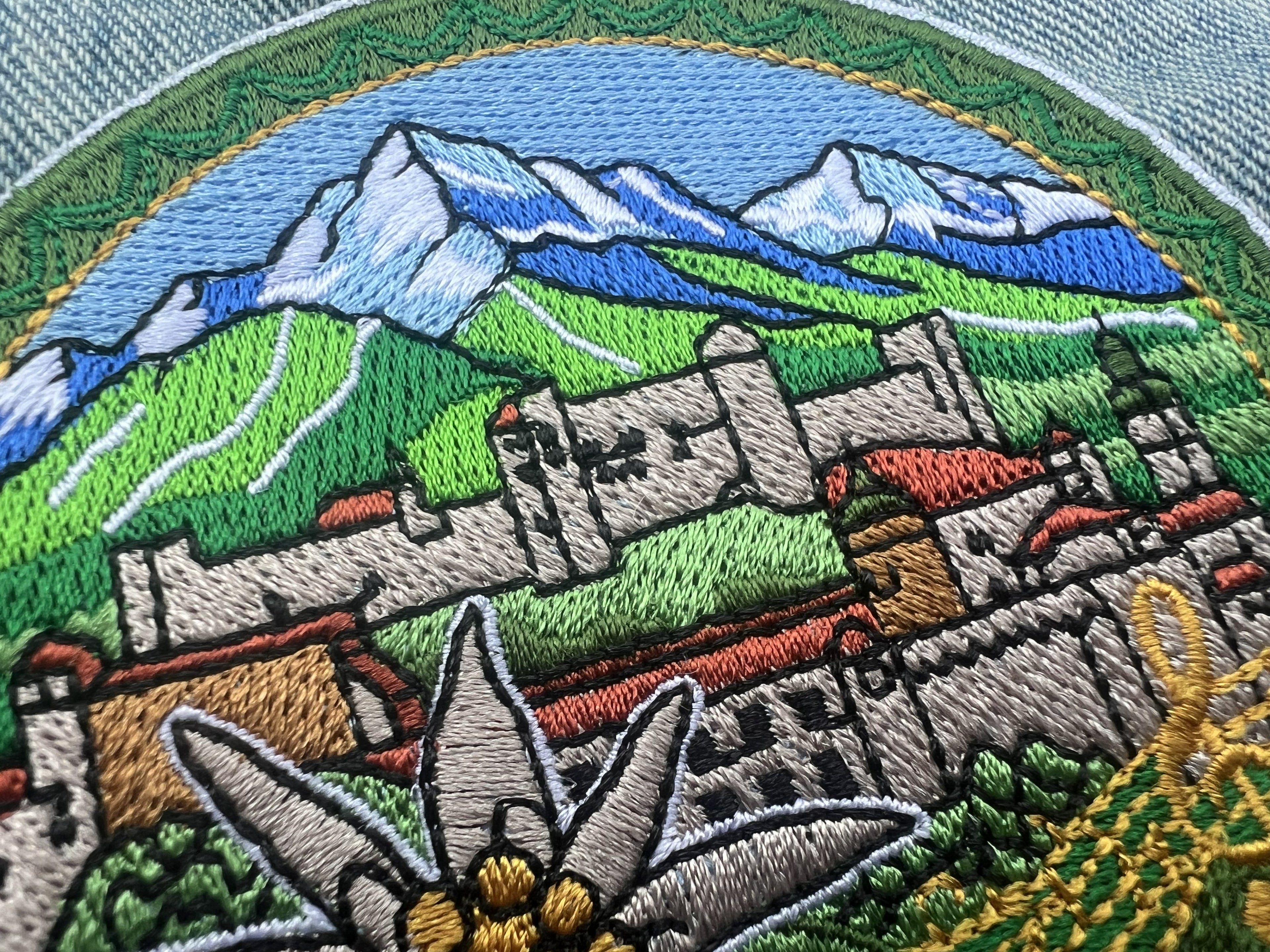Salzburg Travel Patch Embroidered Alpine Souvenir Badge Iron On White Flower Patch Sew On Mountains Travel Jacket Patch