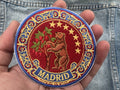 Madrid Bear Patch Embroidered Strawberry Tree Badge Hook and Loop Spanish Travel Accessory Gift Traveler Sew On Denim Travel Jacket Patch