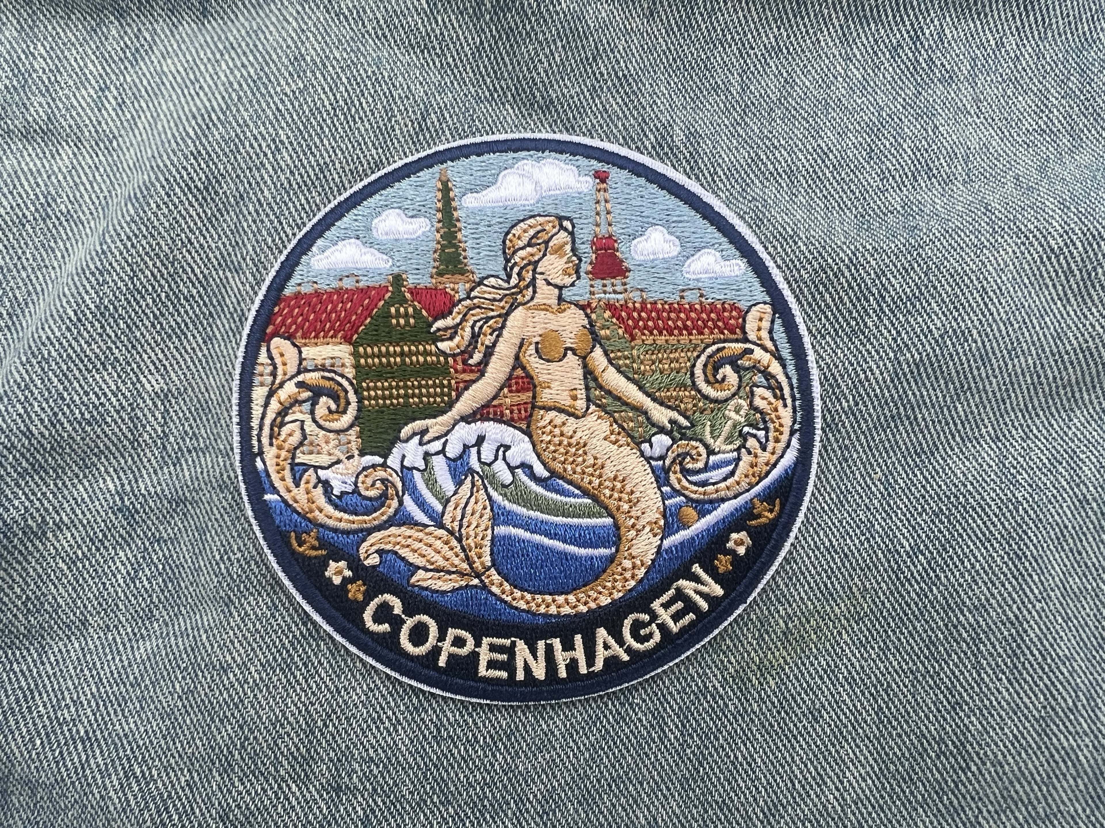 Copenhagen Denmark Patch Embroidered Mermaid City Badge Sew On Travel Patch Cute Patch Gift for Her Hook and Loop Travel Patches for Bags
