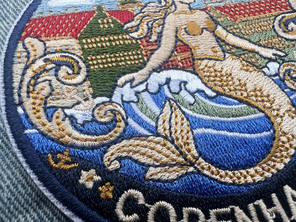 Copenhagen Denmark Patch Embroidered Mermaid City Badge Sew On Travel Patch Cute Patch Gift for Her Hook and Loop Travel Patches for Bags
