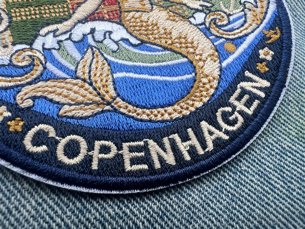 Copenhagen Denmark Patch Embroidered Mermaid City Badge Sew On Travel Patch Cute Patch Gift for Her Hook and Loop Travel Patches for Bags