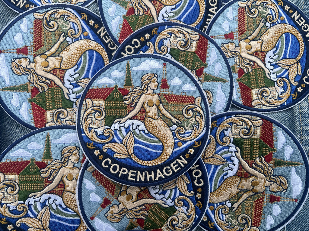Copenhagen Denmark Patch Embroidered Mermaid City Badge Sew On Travel Patch Cute Patch Gift for Her Hook and Loop Travel Patches for Bags