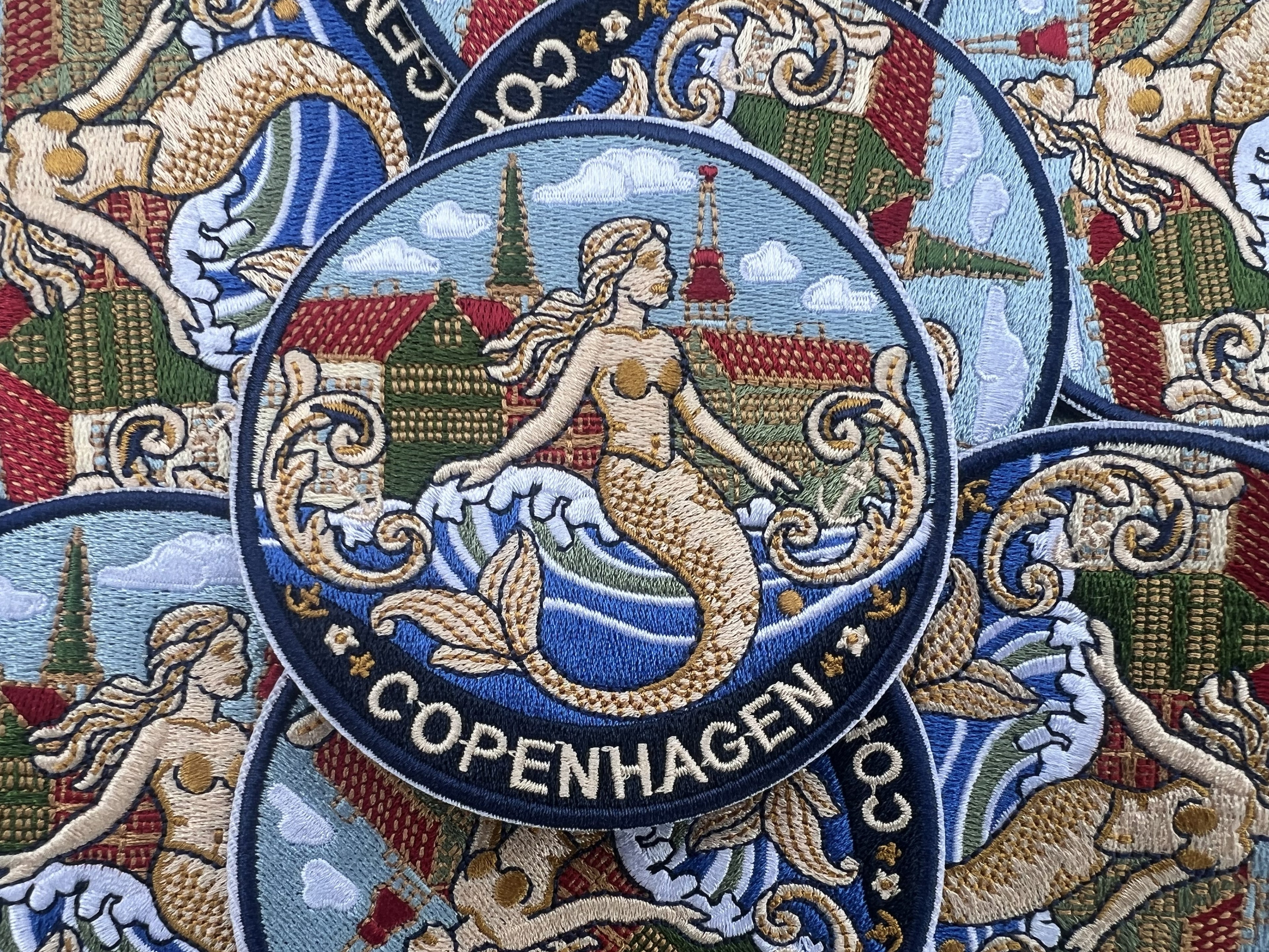 Copenhagen Denmark Patch Embroidered Mermaid City Badge Sew On Travel Patch Cute Patch Gift for Her Hook and Loop Travel Patches for Bags