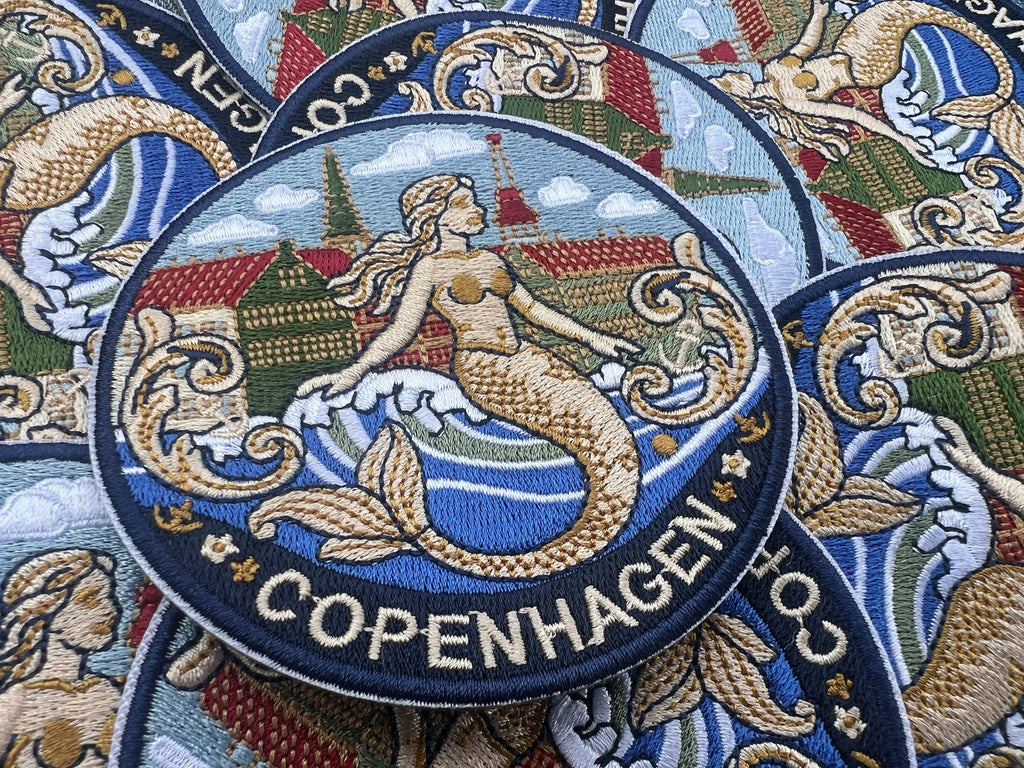 Copenhagen Denmark Patch Embroidered Mermaid City Badge Sew On Travel Patch Cute Patch Gift for Her Hook and Loop Travel Patches for Bags