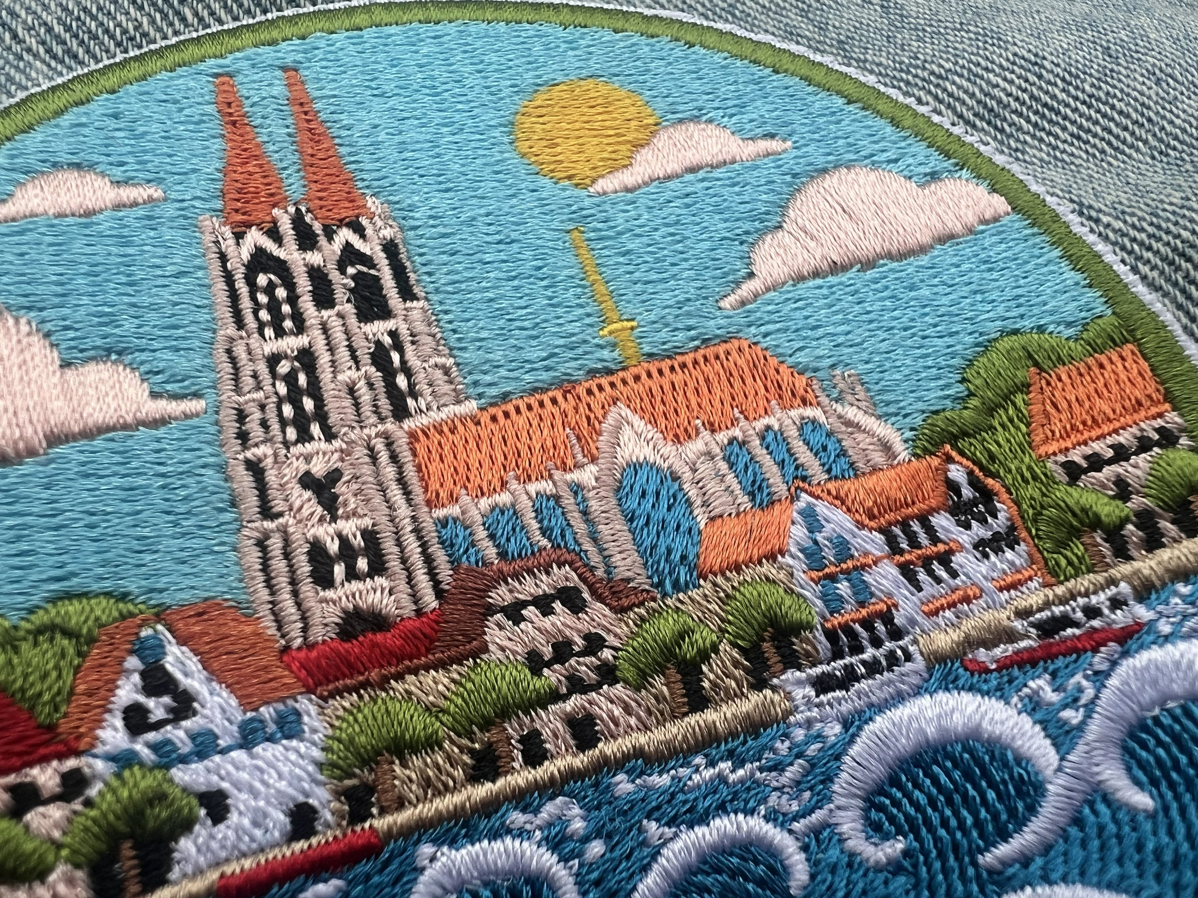 Ulm Germany Patch Embroidered Cathedral City Badge Sew On Backpack Patch Iron On Travel Patches for Bags Cute City Patch Gift for Her