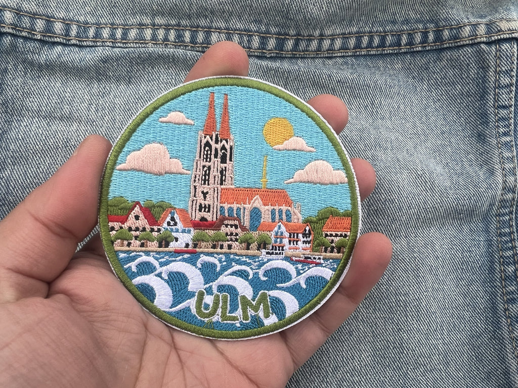 Ulm Germany Patch Embroidered Cathedral City Badge Sew On Backpack Patch Iron On Travel Patches for Bags Cute City Patch Gift for Her