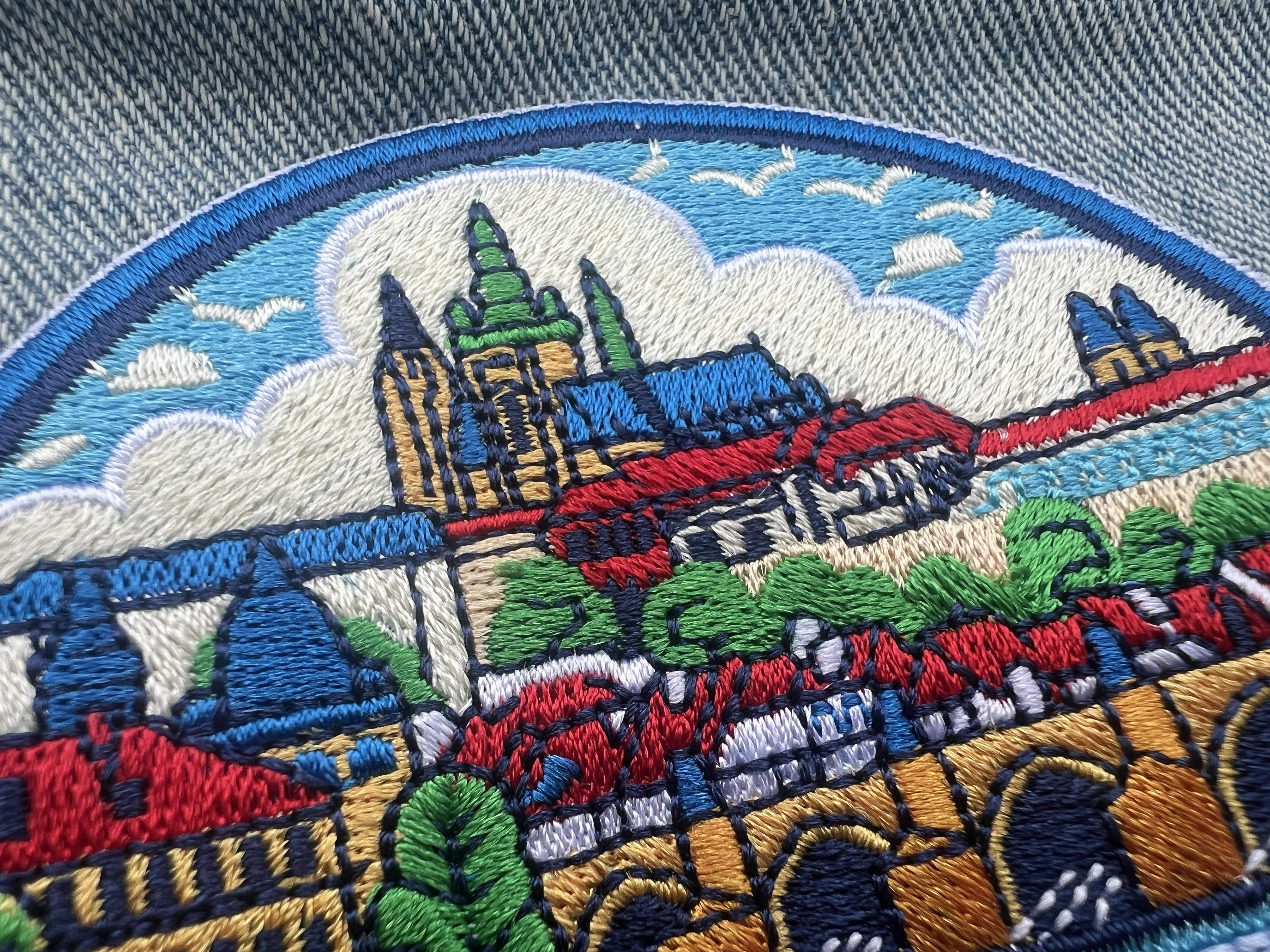 Prague Souvenir Patch Embroidered Castle Bridge Artwork Sew On Denim Jacket Patches Iron On Prague Castle Patch Gift for Traveler