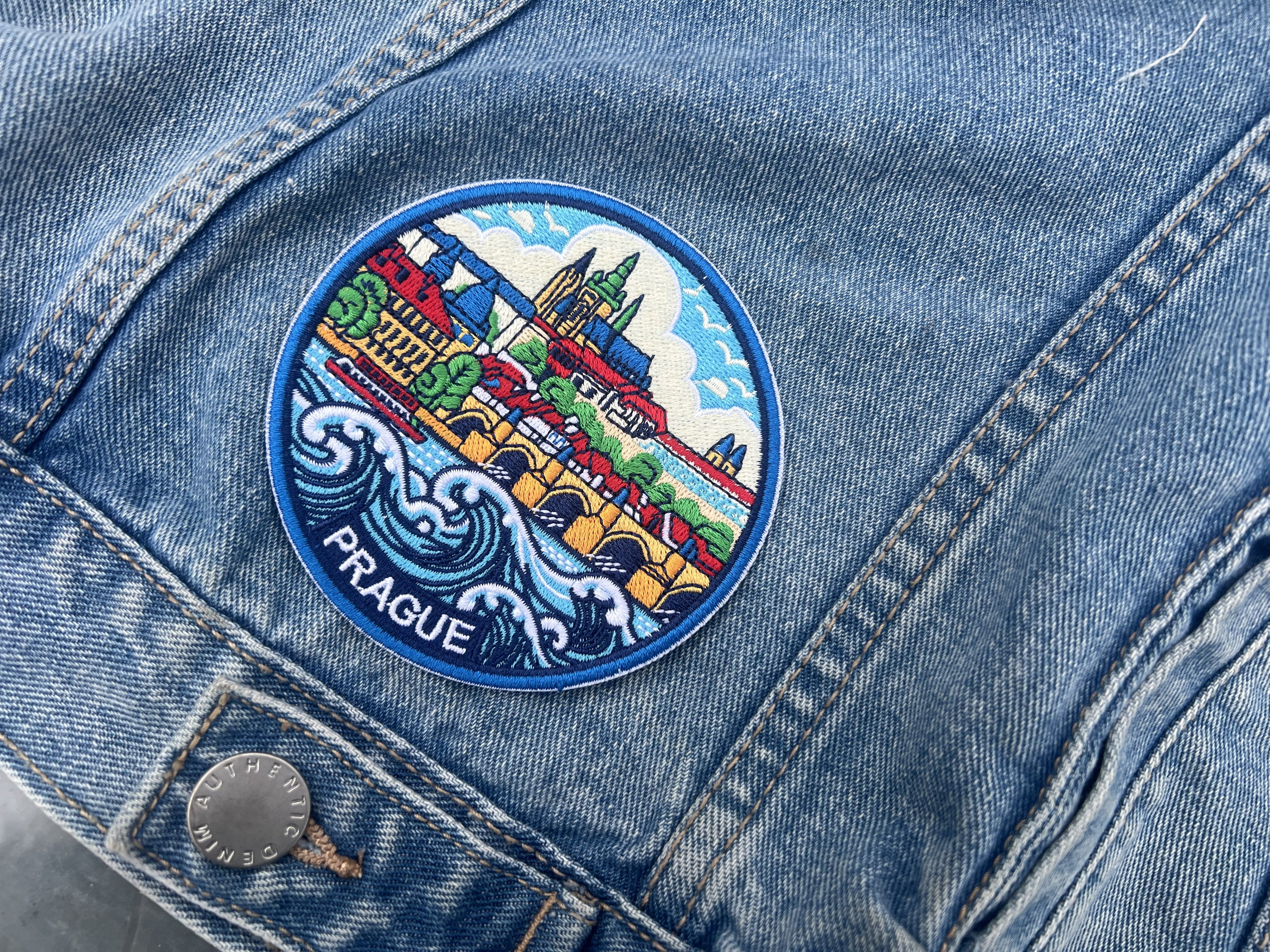 Prague Souvenir Patch Embroidered Castle Bridge Artwork Sew On Denim Jacket Patches Iron On Prague Castle Patch Gift for Traveler