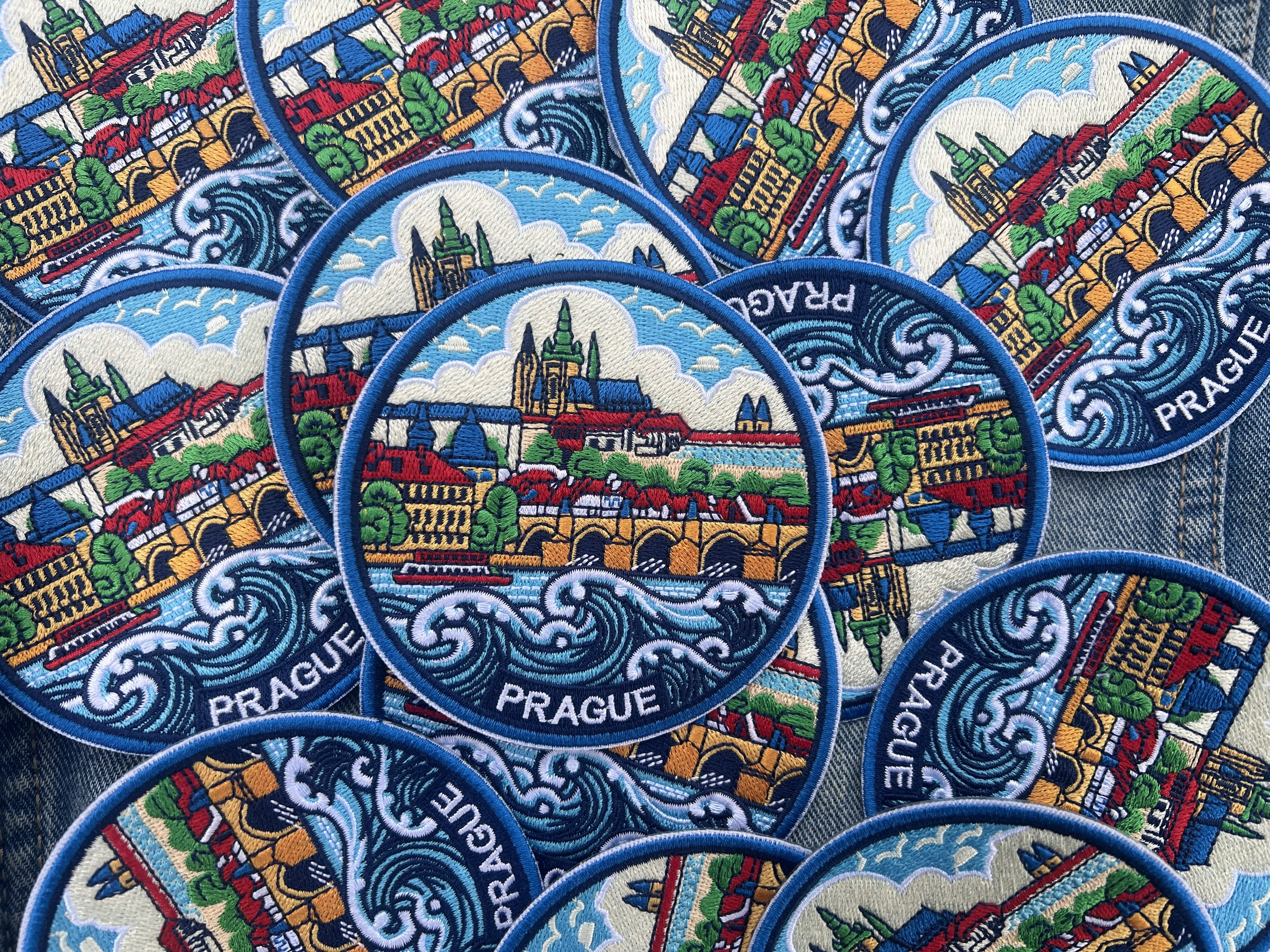 Prague Souvenir Patch Embroidered Castle Bridge Artwork Sew On Denim Jacket Patches Iron On Prague Castle Patch Gift for Traveler