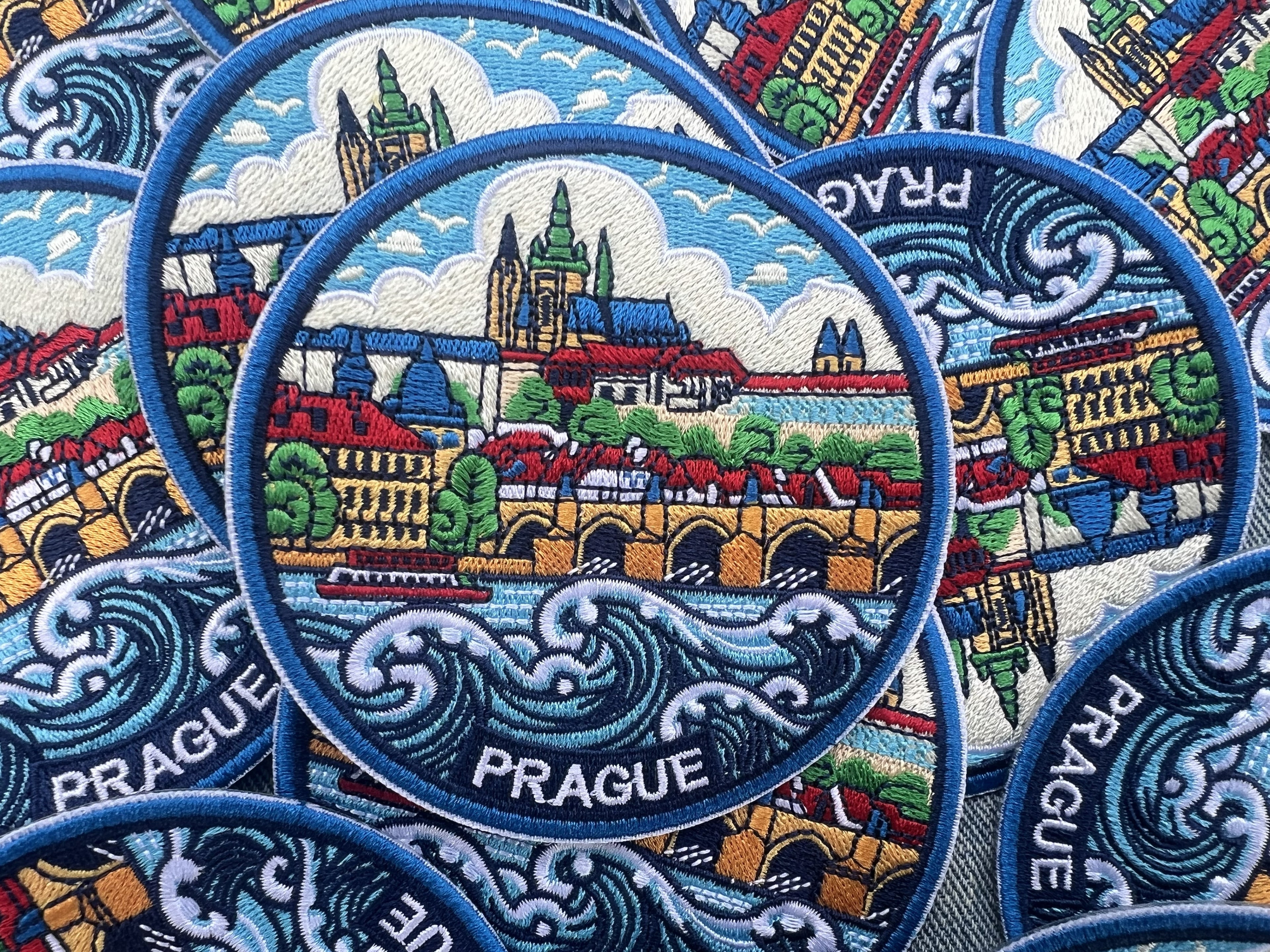Prague Souvenir Patch Embroidered Castle Bridge Artwork Sew On Denim Jacket Patches Iron On Prague Castle Patch Gift for Traveler