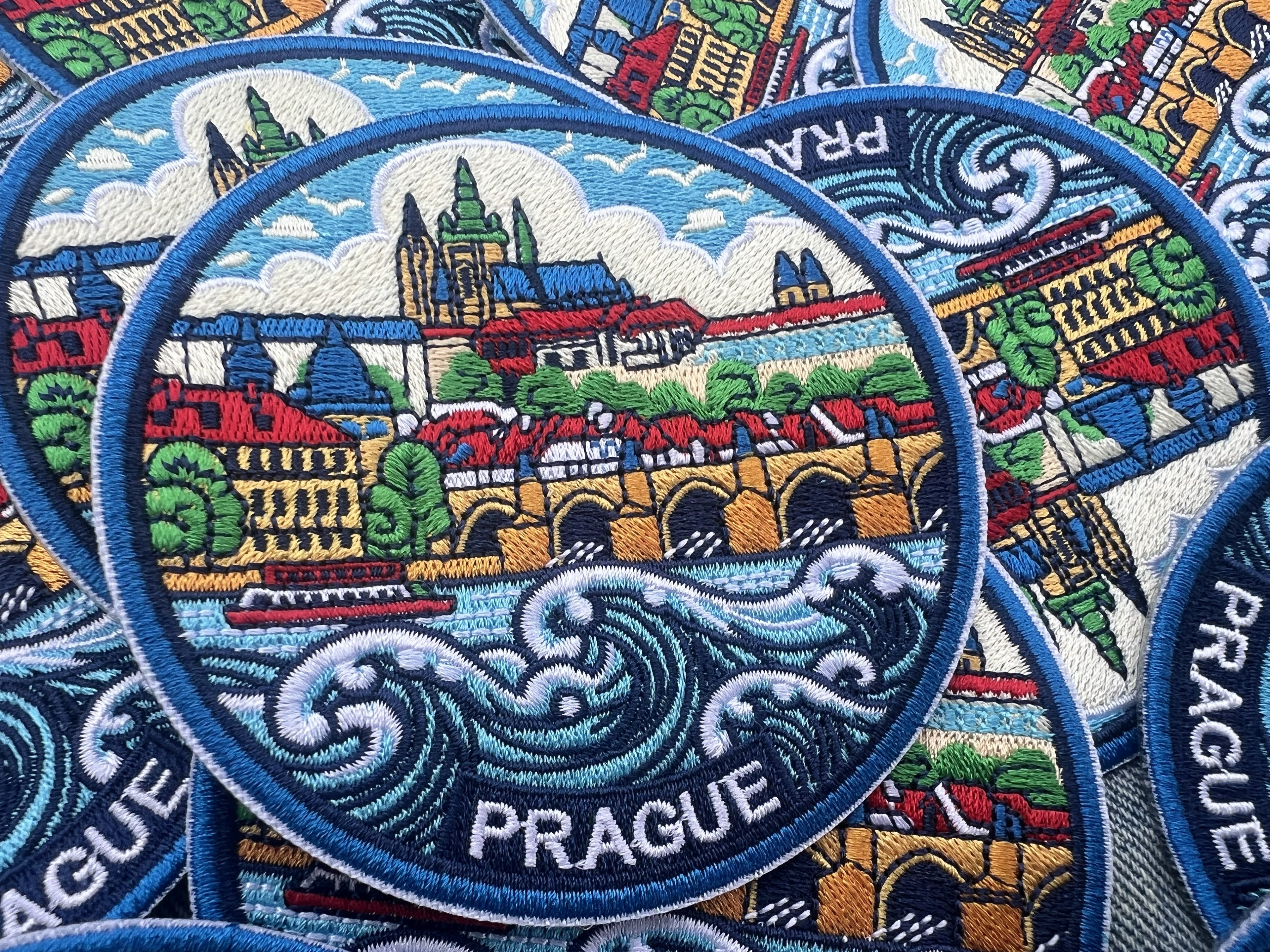 Prague Souvenir Patch Embroidered Castle Bridge Artwork Sew On Denim Jacket Patches Iron On Prague Castle Patch Gift for Traveler