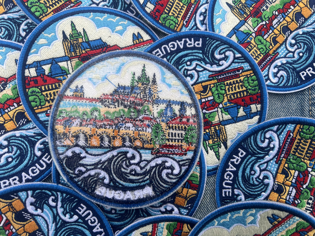 Prague Souvenir Patch Embroidered Castle Bridge Artwork Sew On Denim Jacket Patches Iron On Prague Castle Patch Gift for Traveler