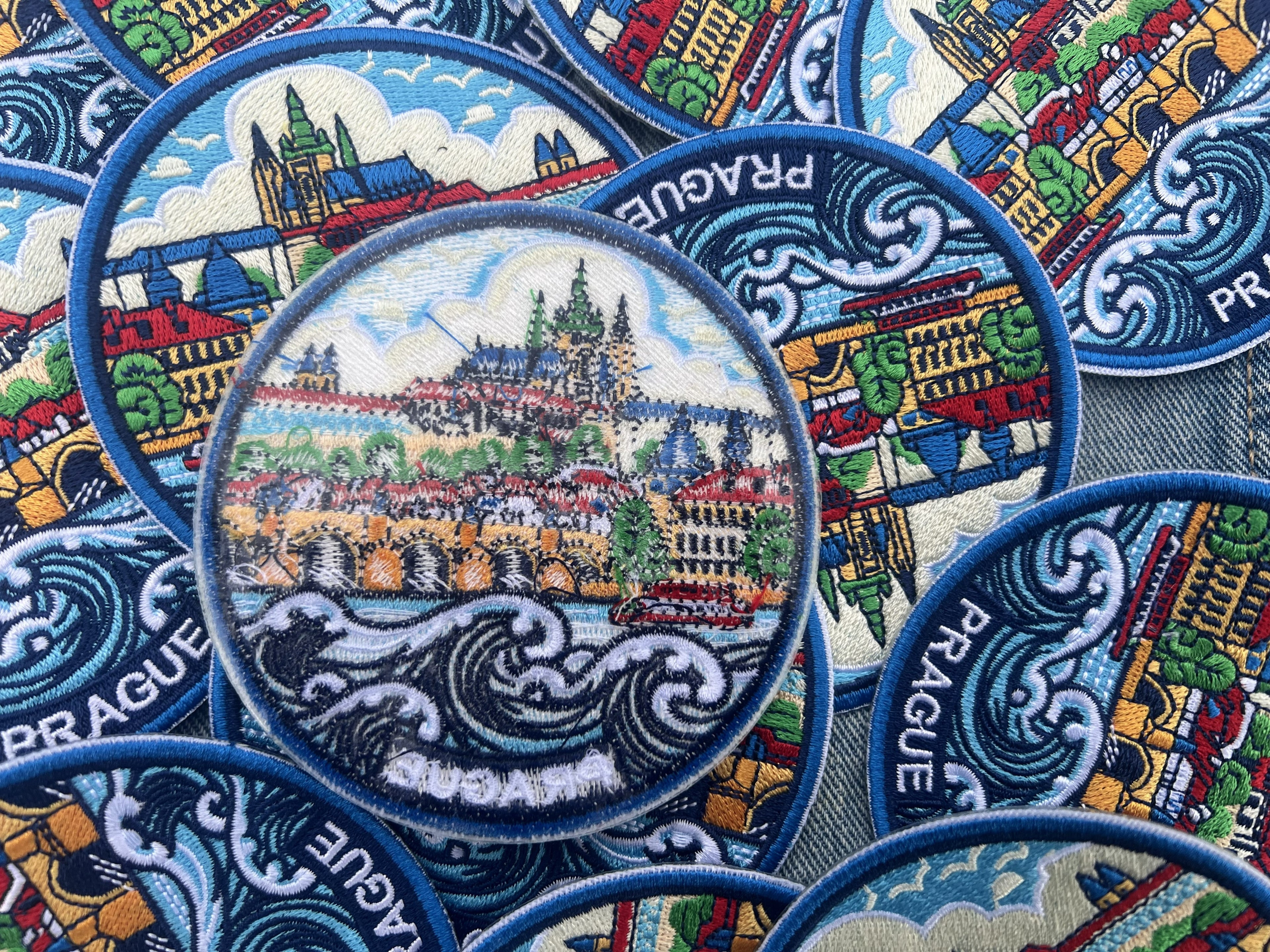 Prague Souvenir Patch Embroidered Castle Bridge Artwork Sew On Denim Jacket Patches Iron On Prague Castle Patch Gift for Traveler